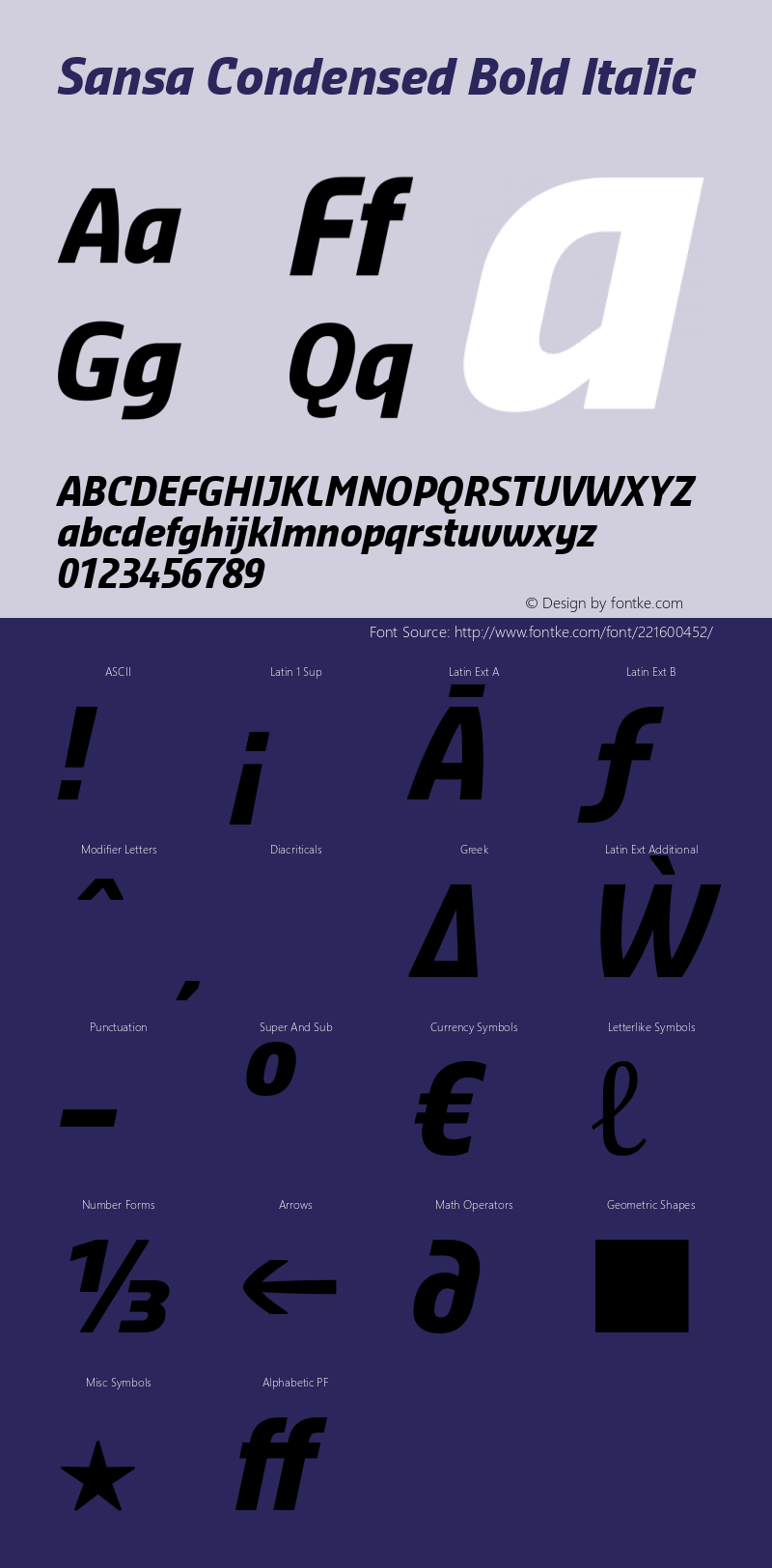 Sansa Condensed Bold Italic Version 2.002图片样张