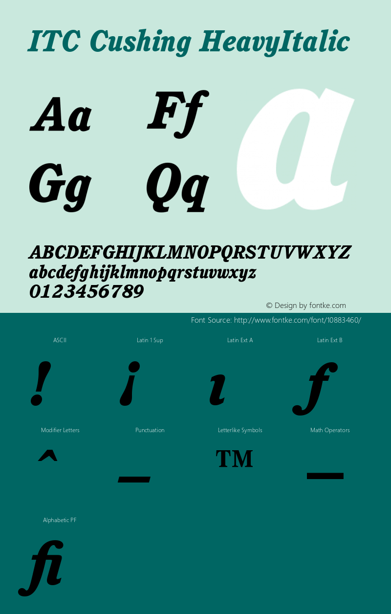 ITC Cushing HeavyItalic Version 003.001 Font Sample