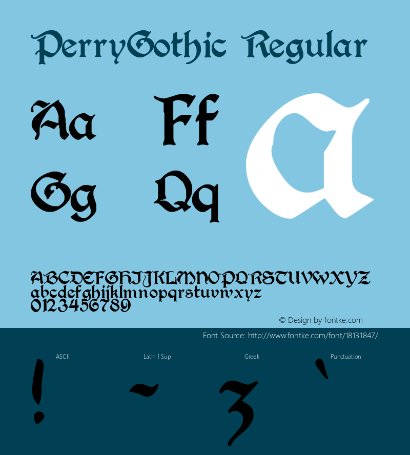 PerryGothic Regular Altsys Fontographer 3.5  10/1/92 Font Sample