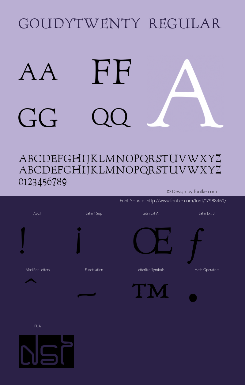 GoudyTwenty Regular 1.23 Font Sample