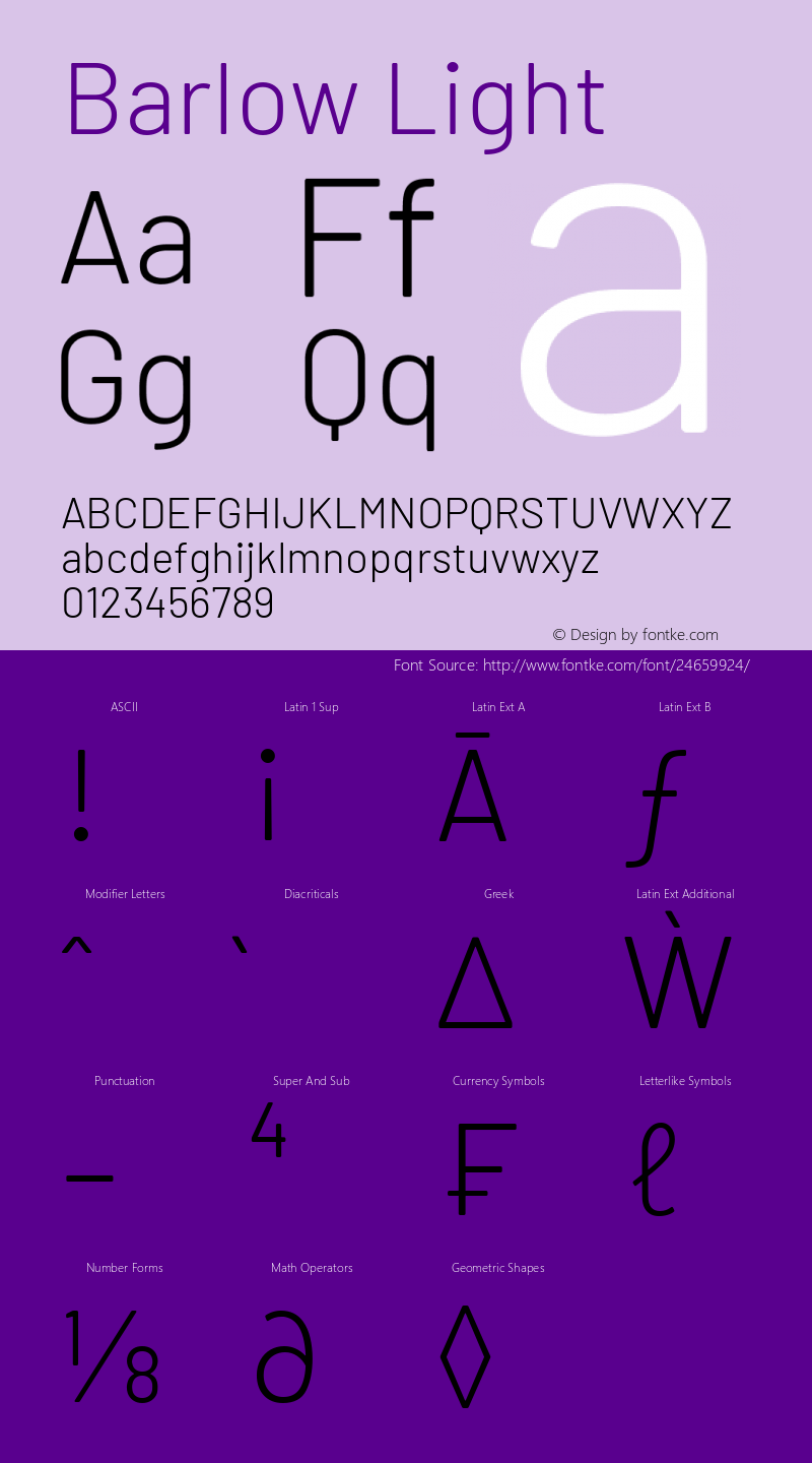 Barlow Light Version 1.202 Font Sample