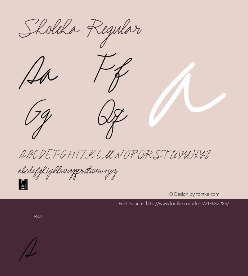 Sholeha Version 1.00;August 5, 2019;FontCreator 12.0.0.2522 64-bit图片样张