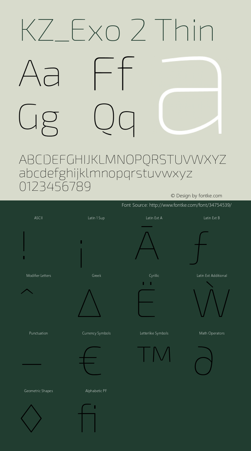 KZ_Exo 2  Thin  Font Sample