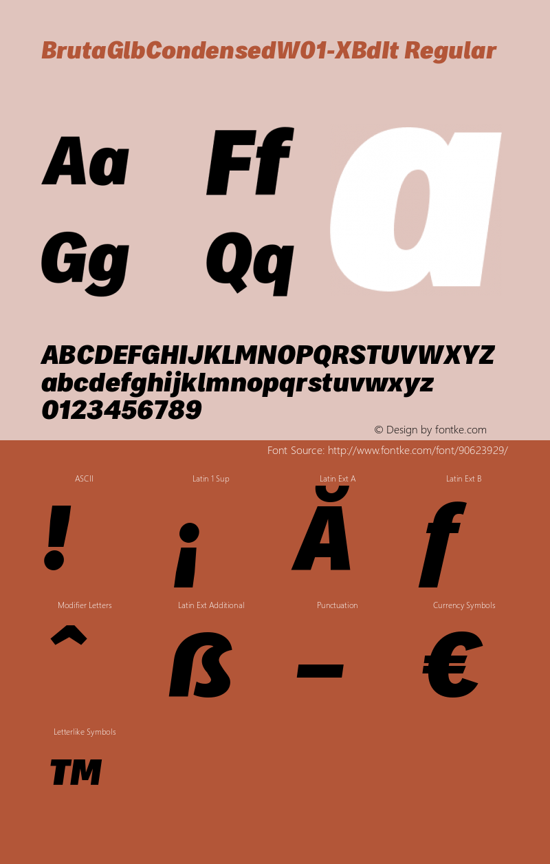 Bruta Glb Condensed W01 X Bd It Version 1.03 Font Sample