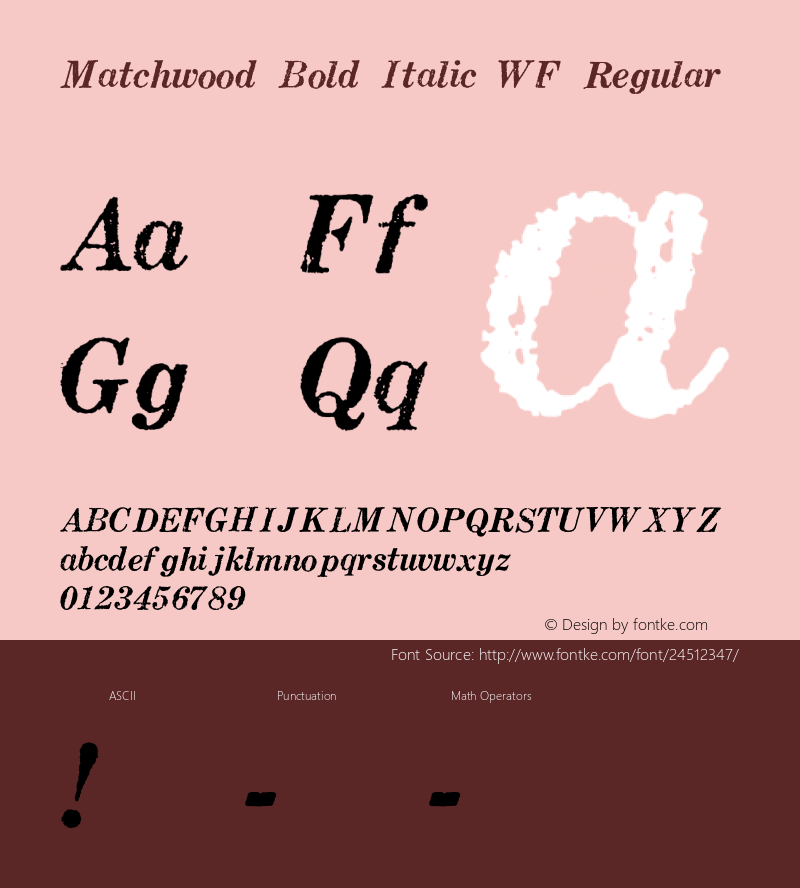 MatchwoodBoldItalicWF Version 001.001 Font Sample