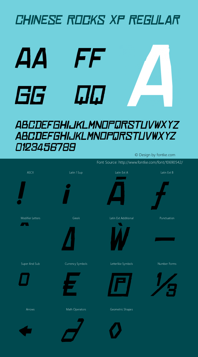 Chinese Rocks Xp Regular Version 3.002 Font Sample