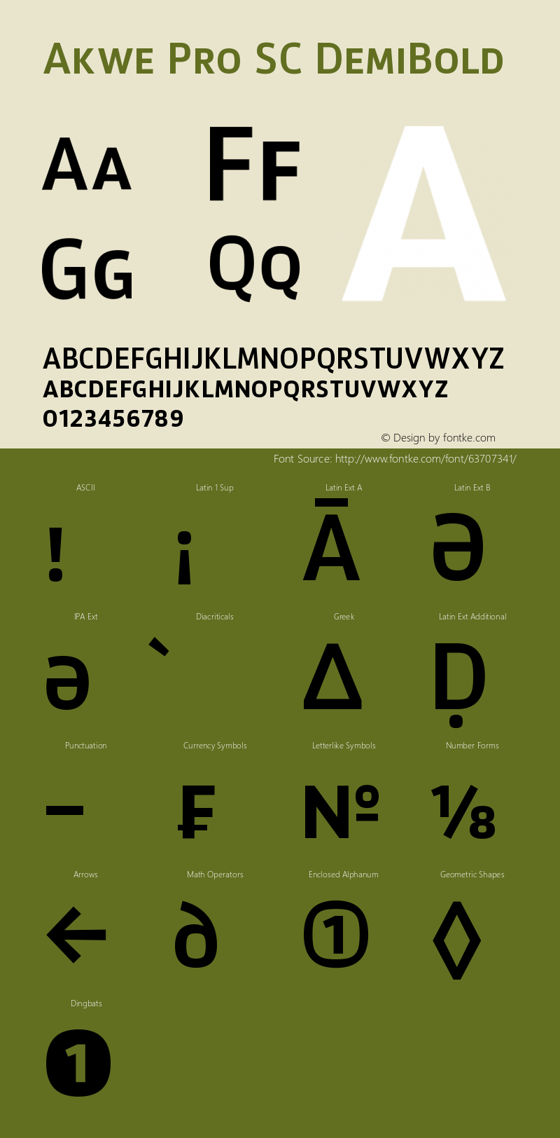 Akwe Pro SC DemiBold Version 1.000;PS 001.000;hotconv 1.0.88;makeotf.lib2.5.64775 Font Sample