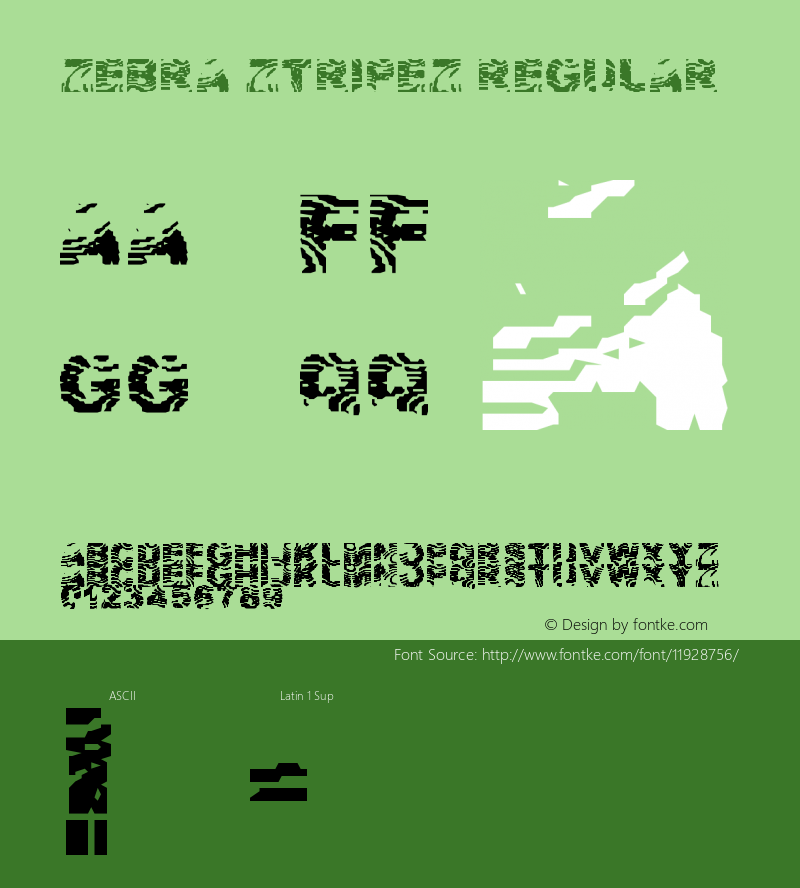 Zebra Ztripez Regular Version 1.0 Font Sample