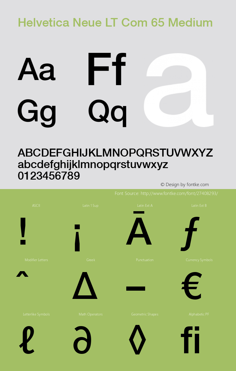 Helvetica Neue LT Com 65 Medium Version 2.30 Font Sample