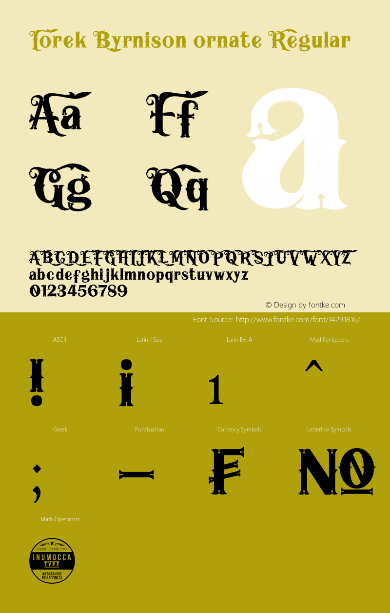 Iorek Byrnison ornate Regular Version 1.00 January 5, 2014, initial release Font Sample