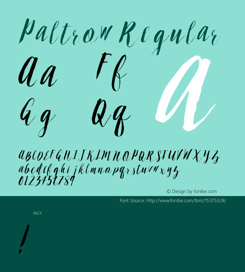 Paltrow Regular Version 1.000;PS 001.001;hotconv 1.0.56 Font Sample