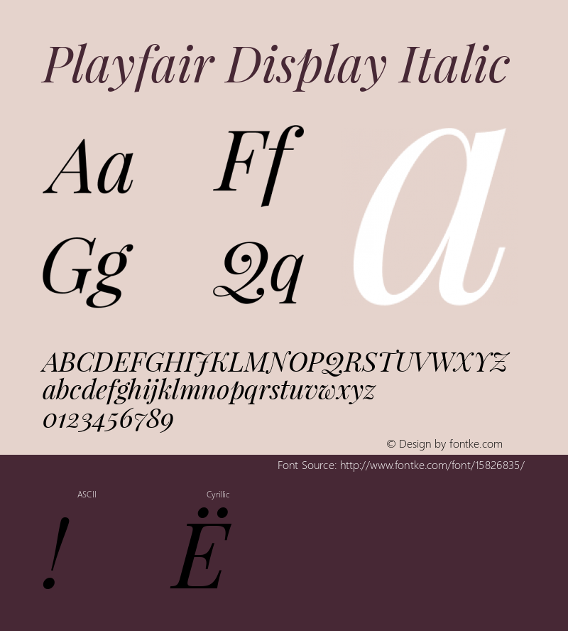 Playfair Display Italic Version 1.004;PS 001.004;hotconv 1.0.70;makeotf.lib2.5.58329; ttfautohint (v1.4.1) Font Sample