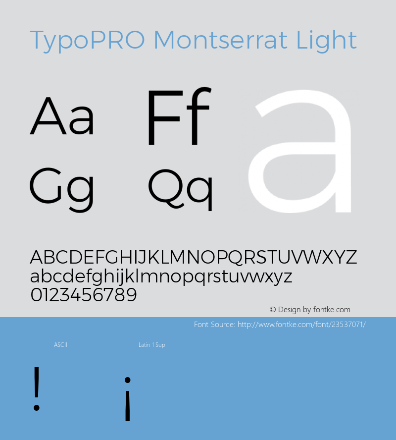 TypoPRO Montserrat Light Version 6.001 Font Sample