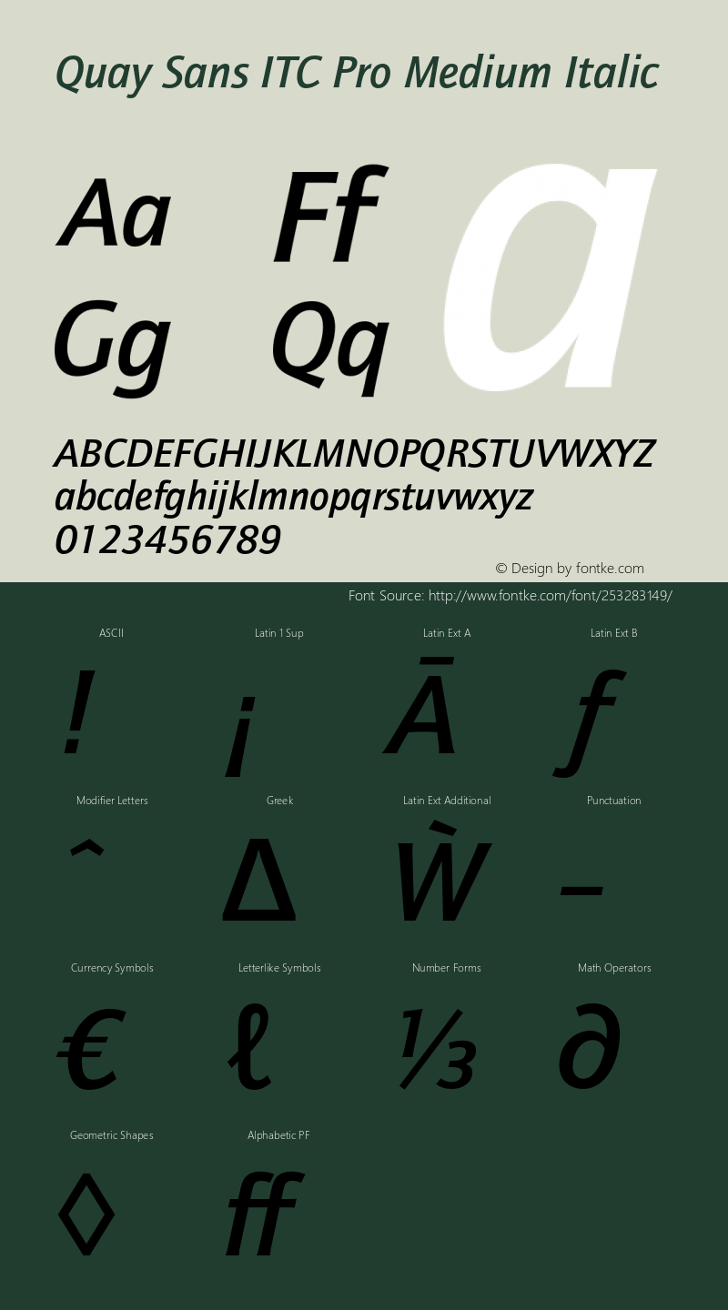 QuaySansITCPro-MediumItalic Version 2.000图片样张