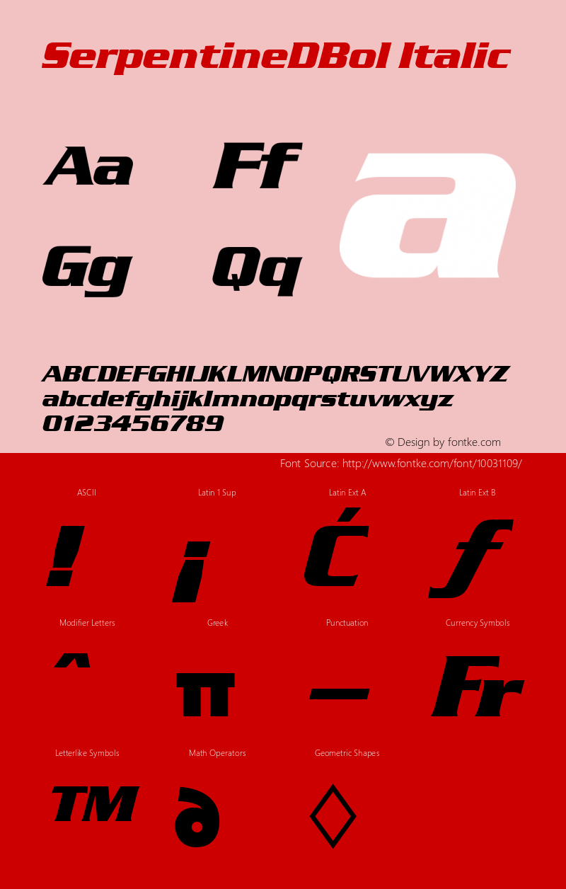 SerpentineDBol Italic Version 001.005 Font Sample