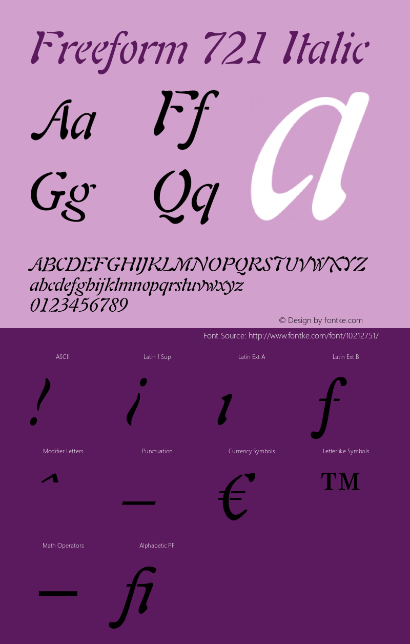 Freeform 721 Italic 003.001 Font Sample