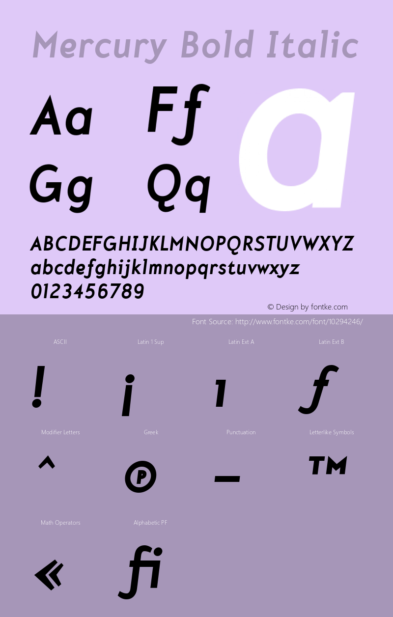 Mercury Bold Italic 001.000 Font Sample