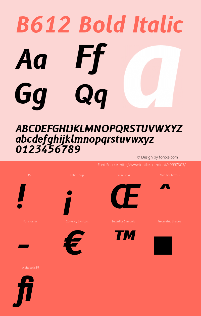 B612 Bold Italic Version 1.008 Font Sample