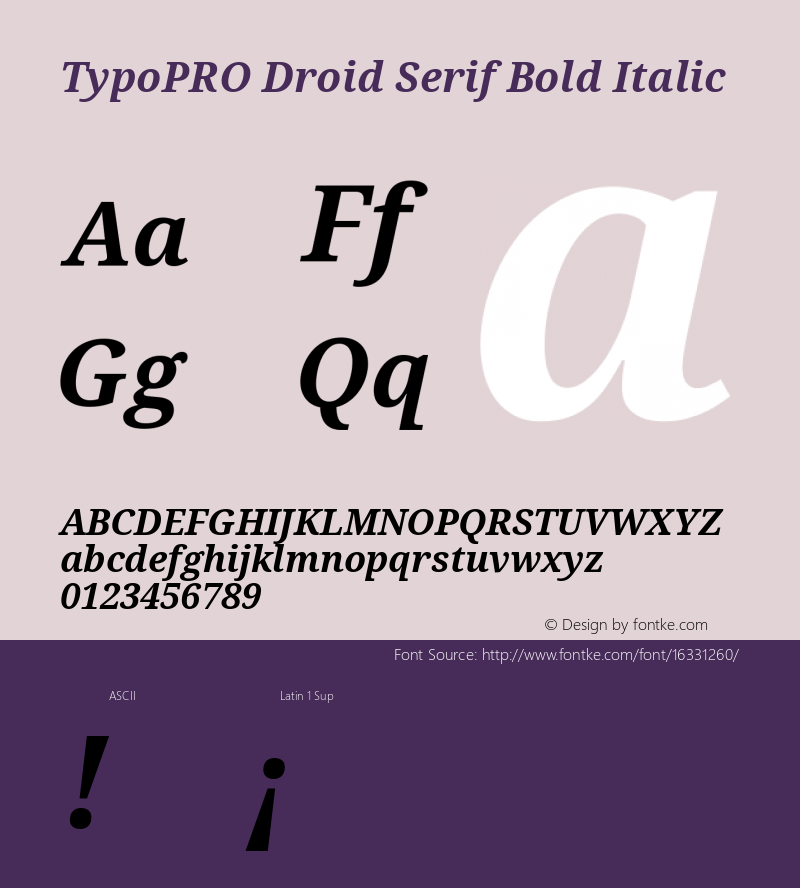 TypoPRO Droid Serif Bold Italic Version 1.03 Font Sample