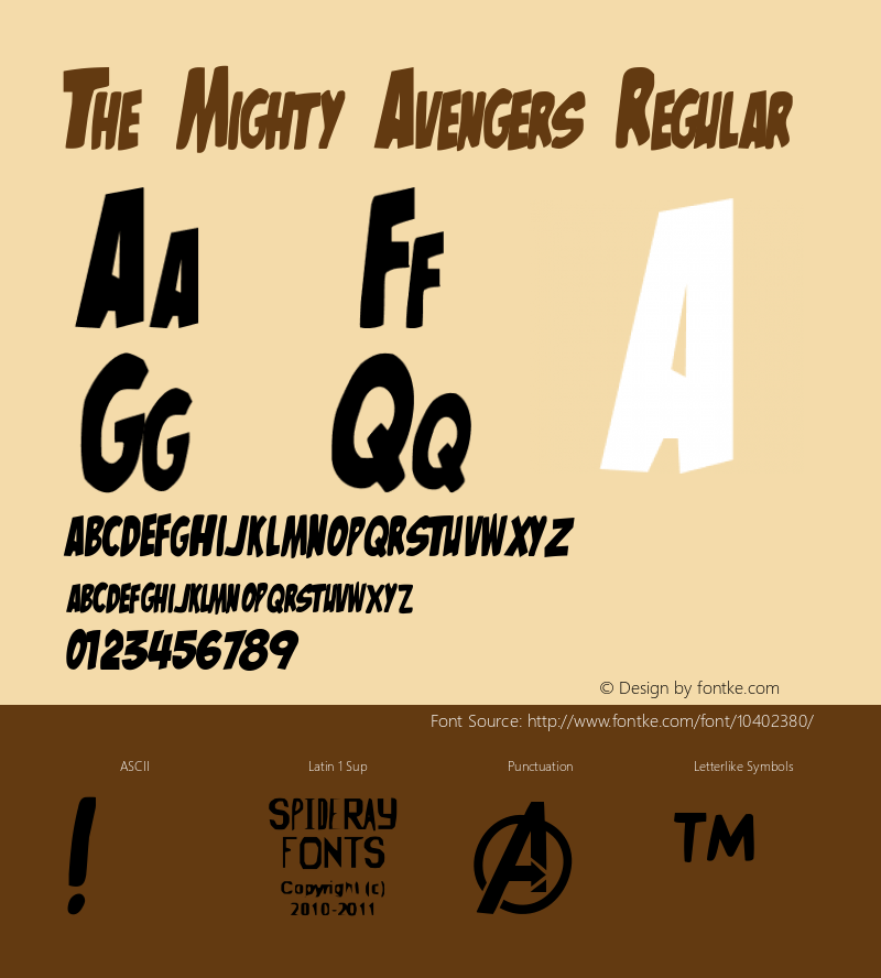 The Mighty Avengers Regular Version 1.006 Font Sample