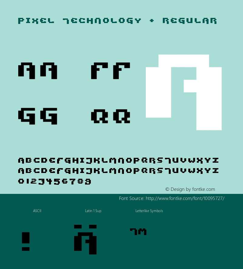 Pixel Technology + Regular 1.01 Font Sample