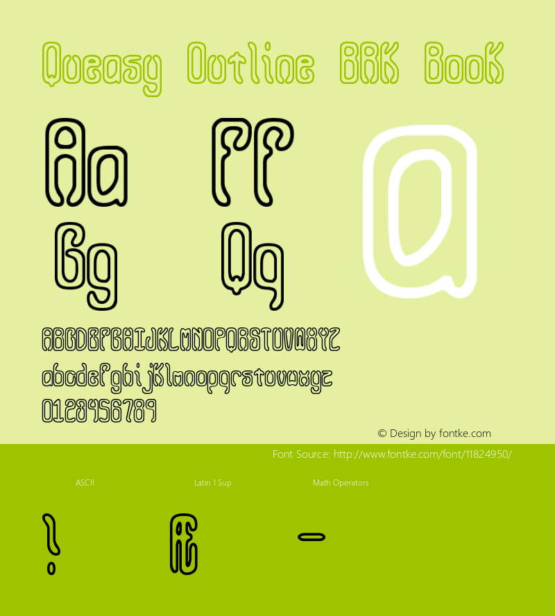 Queasy Outline BRK Book Version 4.21 Font Sample