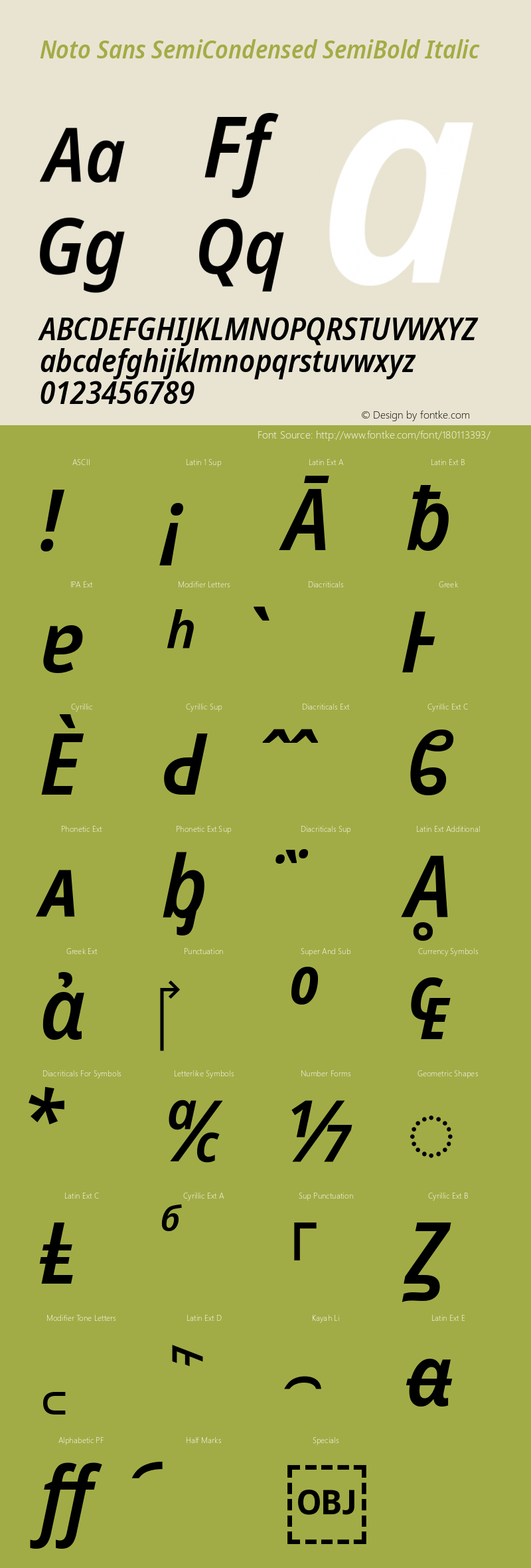 Noto Sans SemiCondensed SemiBold Italic Version 2.005图片样张