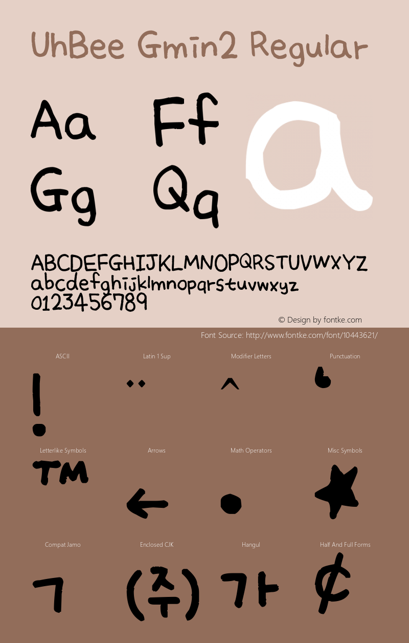 UhBee Gmin2 Regular Version 1.00 February 17, 2012, initial release Font Sample