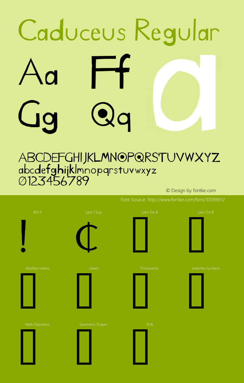 Caduceus Regular Version 1.0 -- February 21, 2000 Font Sample