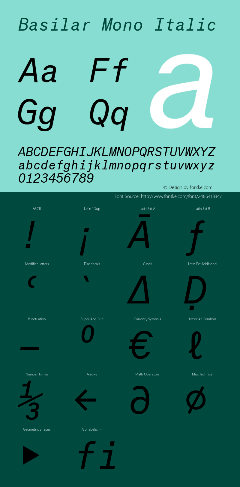 Basilar Mono Italic Version 1.000图片样张