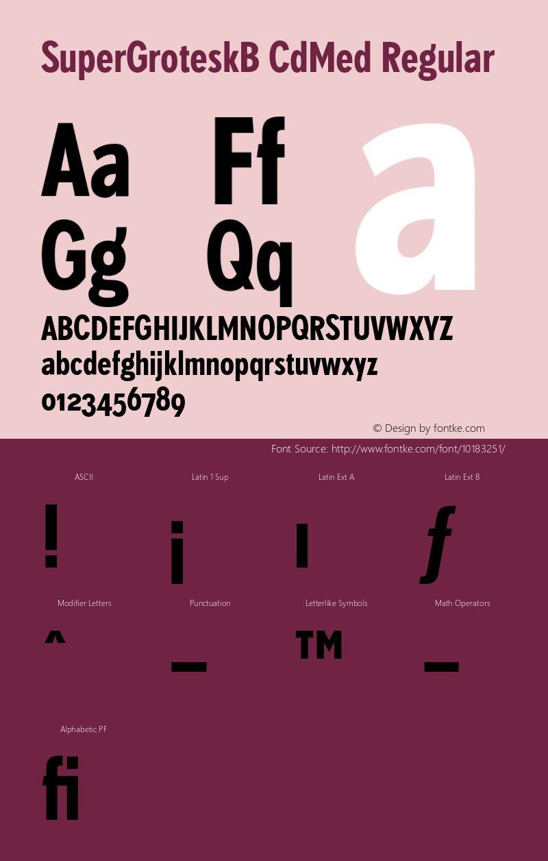 SuperGroteskB CdMed Regular 001.000 Font Sample