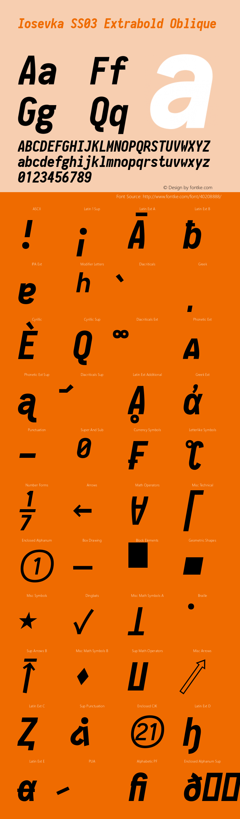 Iosevka SS03 Extrabold Oblique 2.3.0 Font Sample