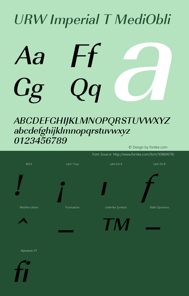 URW Imperial T MediObli Version 001.005 Font Sample