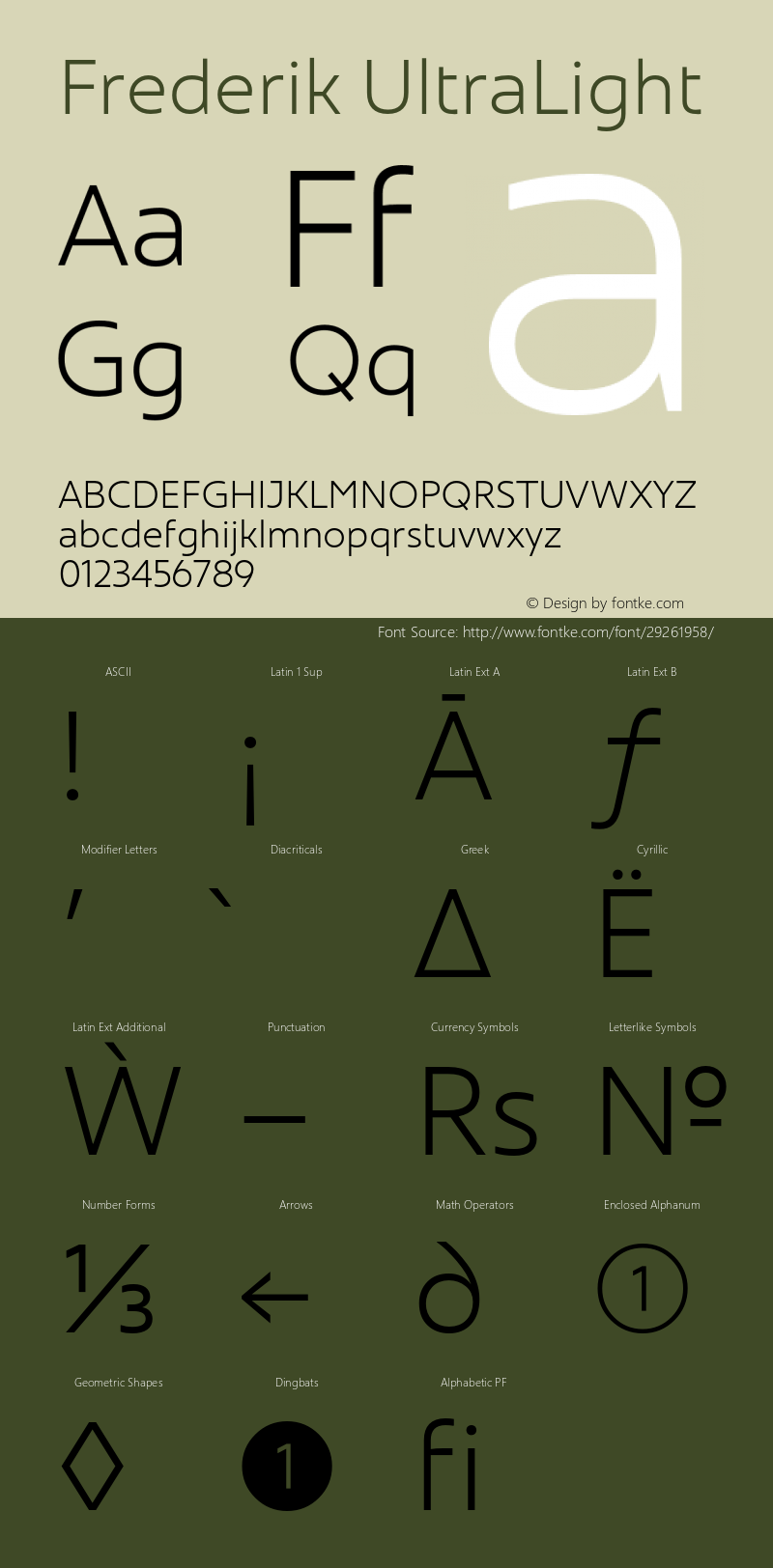 Frederik-UltraLight Version 001.000 February 2019;YWFTv17 Font Sample