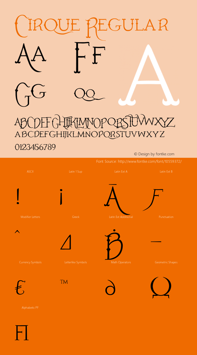 Cirque Regular Version 1.000 2014 initial release Font Sample