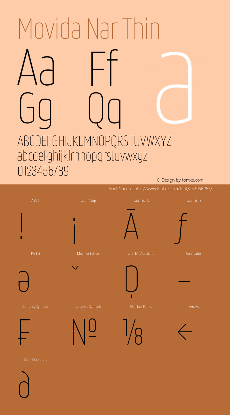 Movida Nar Thin Version 1.000;Glyphs 3.1.2 (3151)图片样张