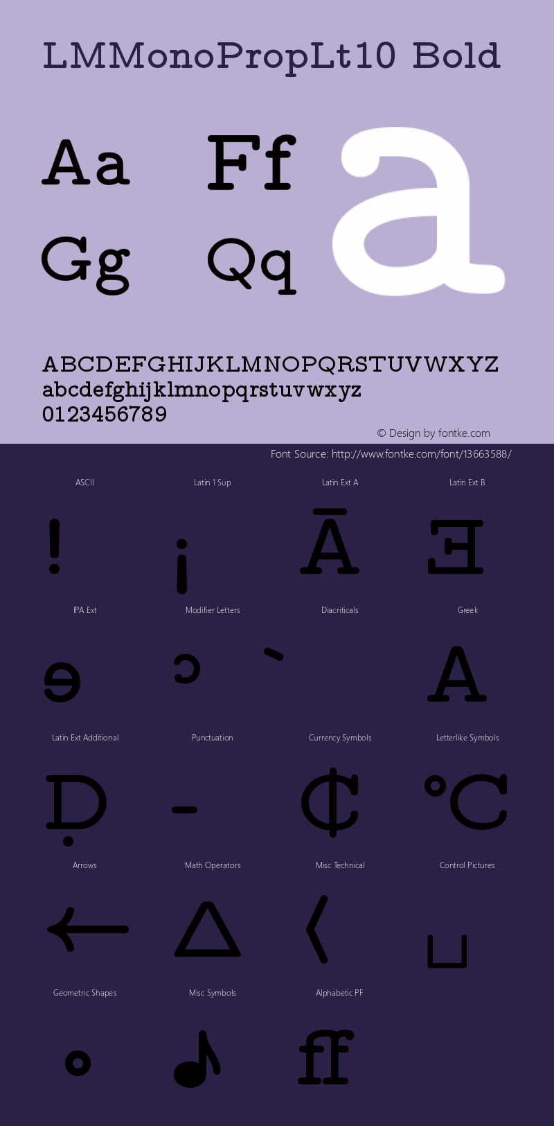 LMMonoPropLt10 Bold Version 2.004 Font Sample