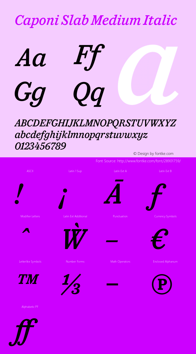 CaponiSlab-MediumItalic Version 1.100 Font Sample