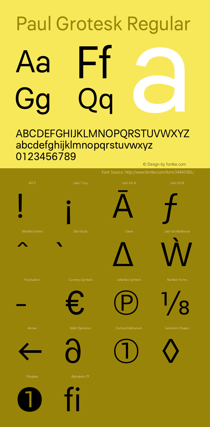 Paul Grotesk Regular Version 1.000;PS 1.0;hotconv 1.0.88;makeotf.lib2.5.647800 DEVELOPMENT Font Sample