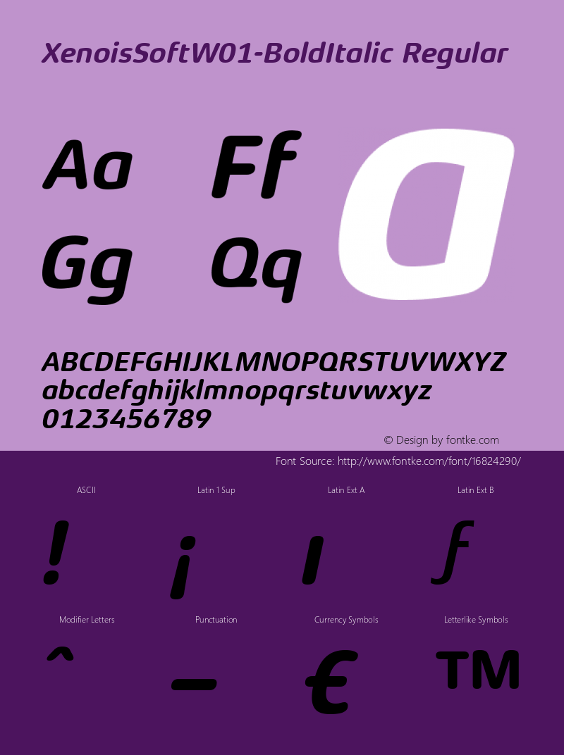 XenoisSoftW01-BoldItalic Regular Version 1.000 Font Sample