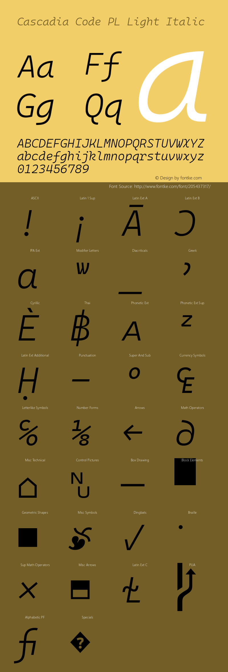 Cascadia Code PL Light Italic Version 2111.001图片样张