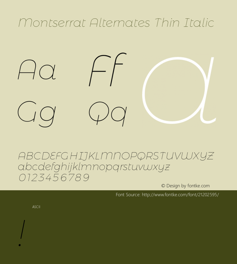 Montserrat Alternates Thin Italic  Font Sample
