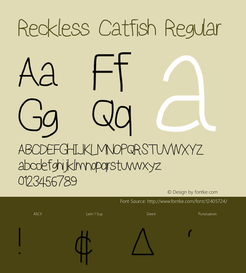 Reckless Catfish Regular Version 0.2894 Font Sample