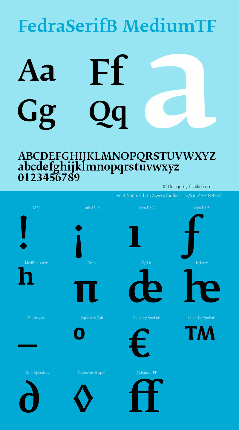 FedraSerifB MediumTF Version 001.000 Font Sample