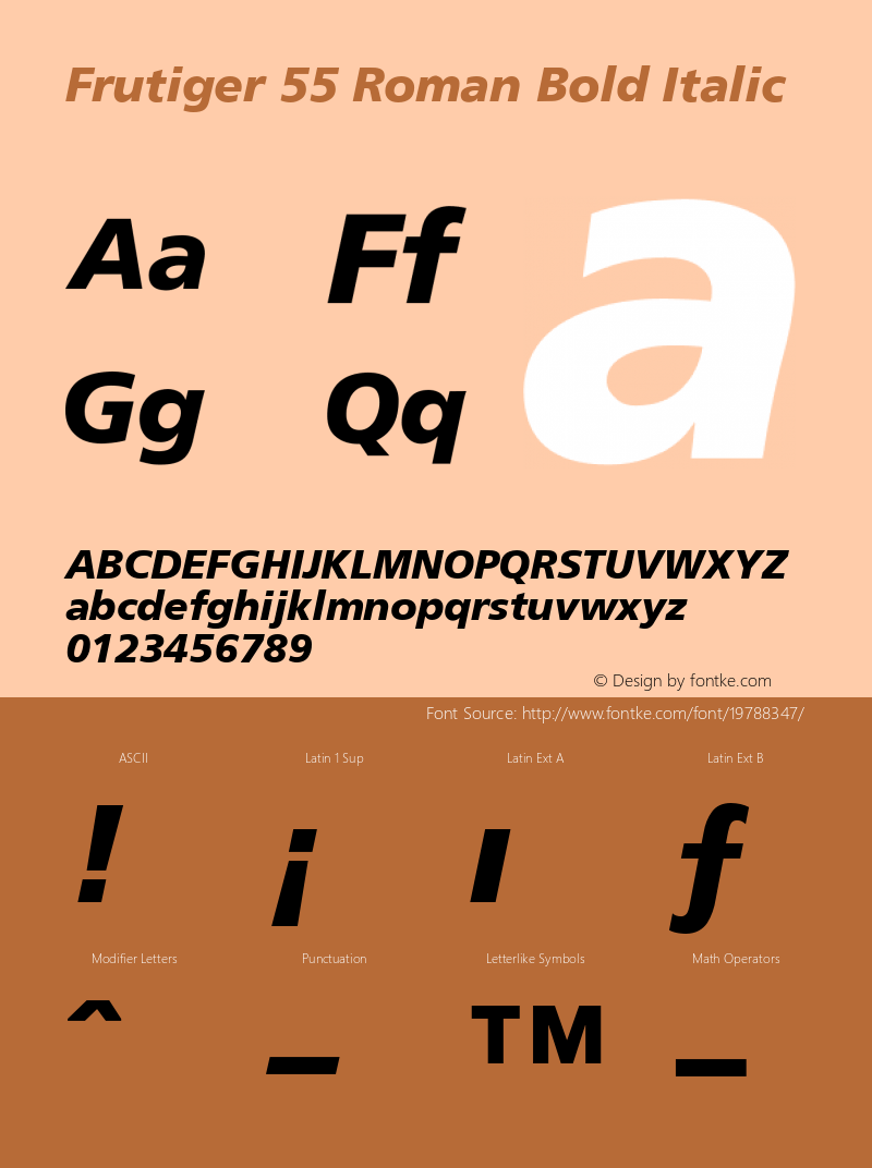 Frutiger 76 Black Italic Converter: Windows Type 1 Installer V1.0d.￿Font: V1.2 Font Sample