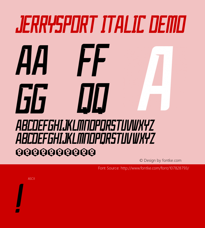 JerrySportItalic-Demo Version 1.000 Font Sample