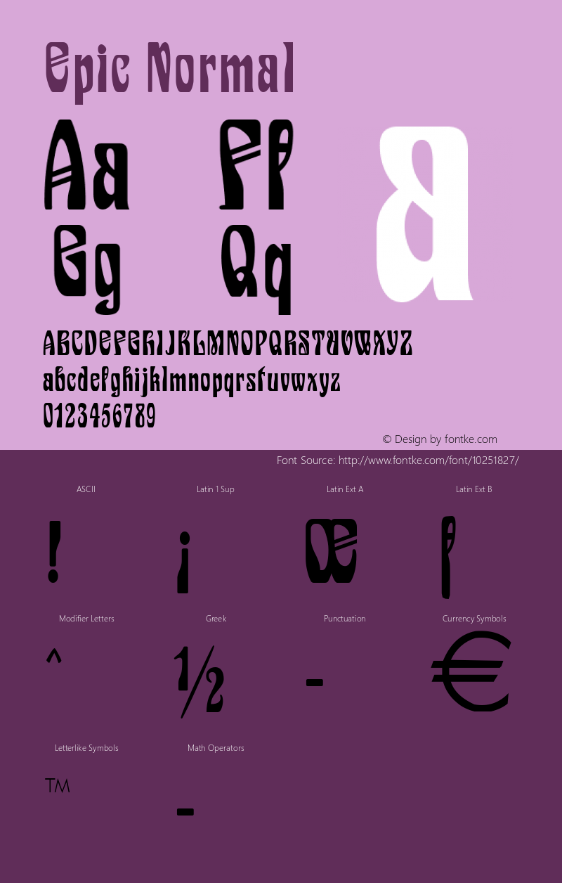 Epic Normal Altsys Fontographer 4.1 5/26/96 Font Sample