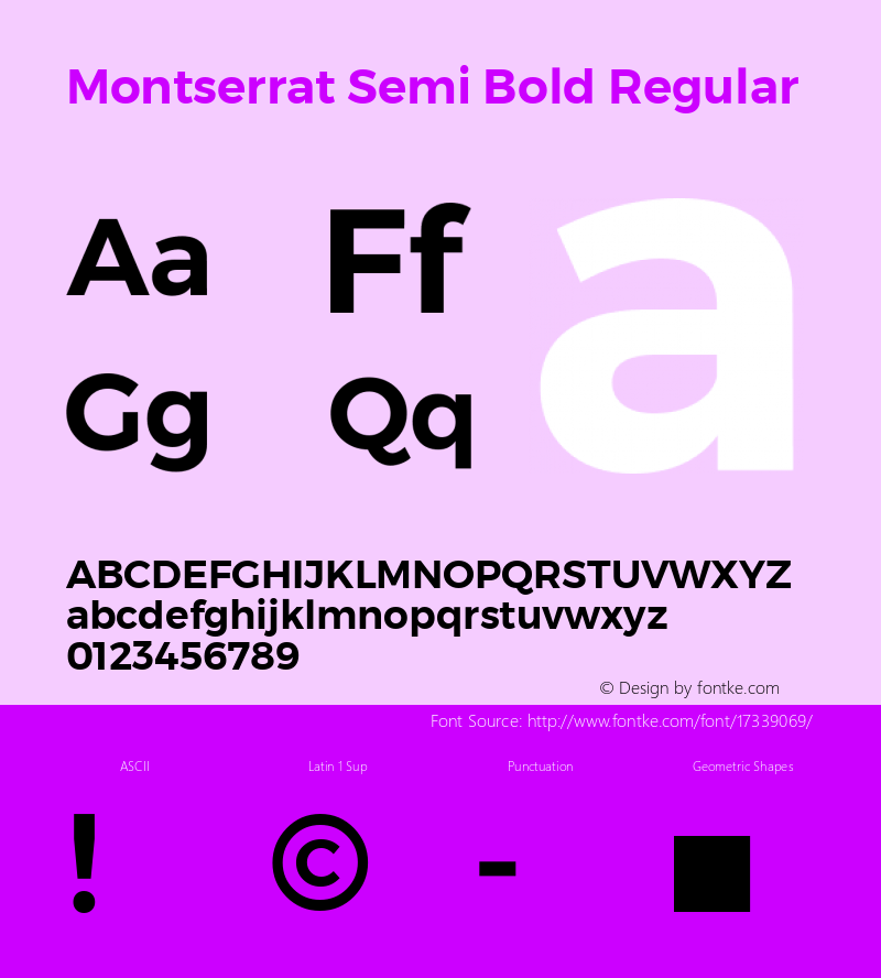 Montserrat Semi Bold Regular Version 3.001;PS 003.001;hotconv 1.0.70;makeotf.lib2.5.58329 DEVELOPMENT Font Sample