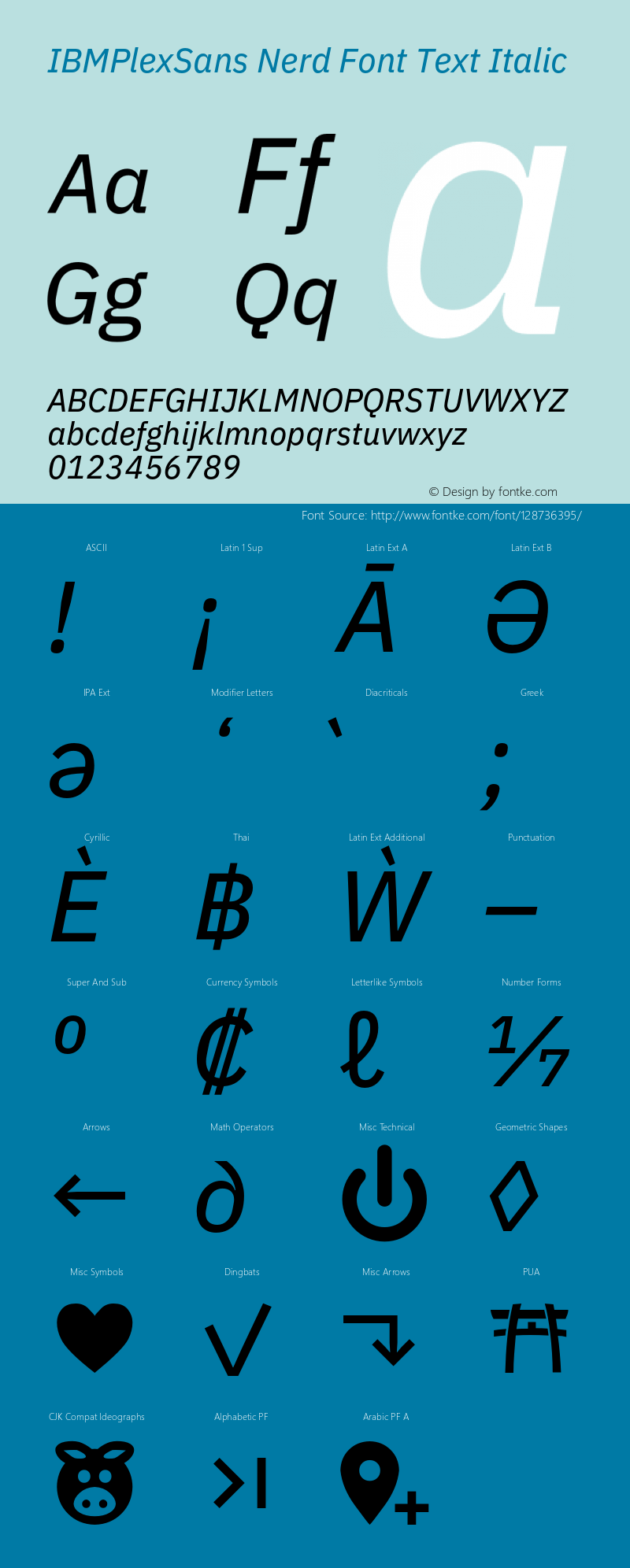 IBM Plex Sans Text Italic Nerd Font Complete Version 3.2 Font Sample