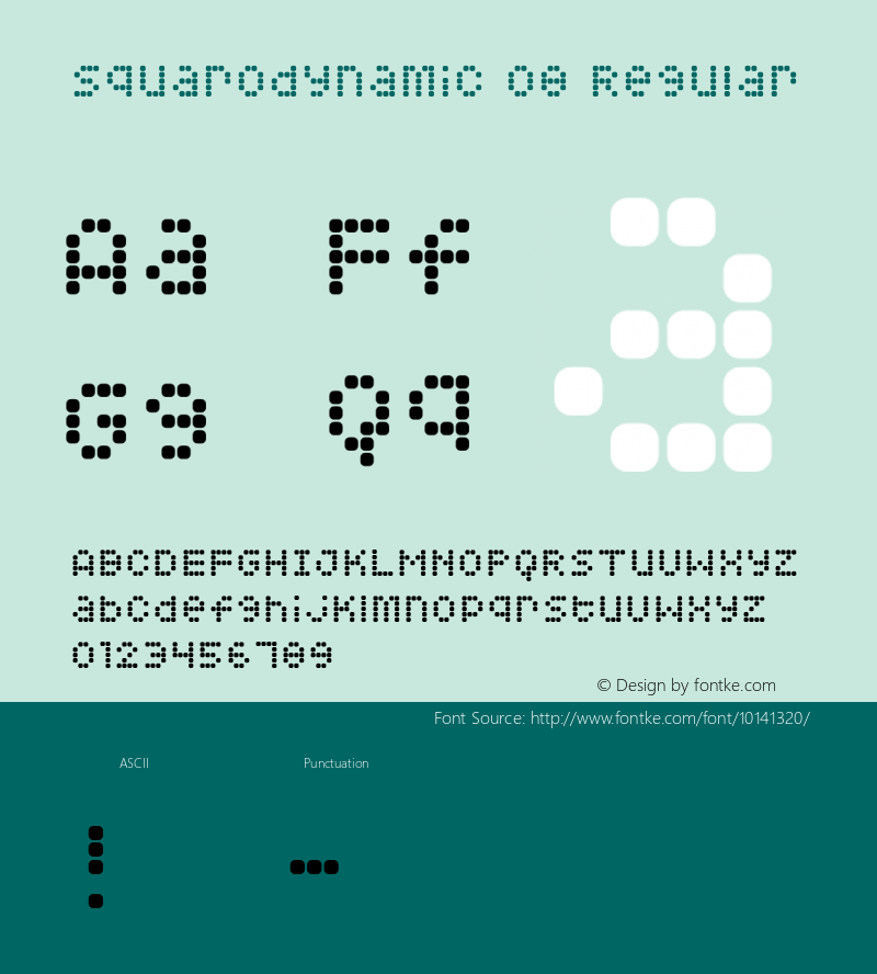 Squarodynamic 08 Regular Macromedia Fontographer 4.1.3 3/18/02 Font Sample